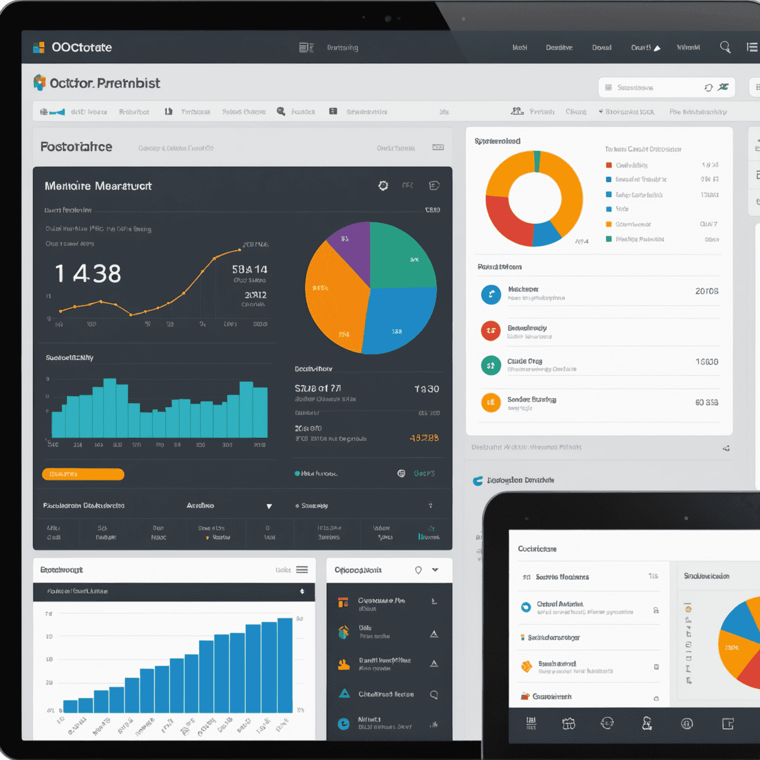 Interfaccia utente di Octorate PMS che mostra una dashboard intuitiva con grafici, calendari e menu di navigazione